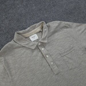 Billy Reid Polo Shirt Mens 2XL Gray Stripe Pocket Cotton Blend Casual Soft
